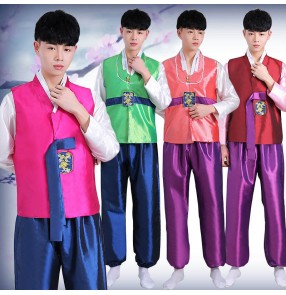 Korean clothing Men's Hanbok Adult korea costumes traditional Korean court costume dance costumes for male