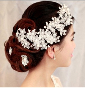 Korean handmade bridal headdress pearl headdress headdress flower bridal wedding party photos studio shooting accessories