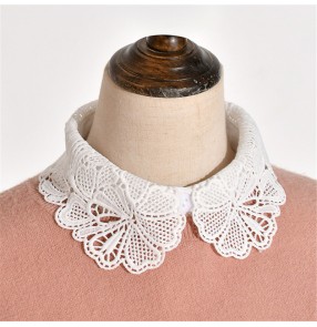 Korean style white lace dickey Collar for sweater Detachable Collar false half shirt collar for Women girls Vintage Lace Ladies False Blouse Collar 