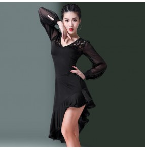 Lace latin dance dress for women girls stage performance modern dance samba chacha salsa rumba dance skirt dress