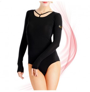 Latin dance bodysuits for female adult slim long-sleeved one-piece dance art test practice clothes modern ballroom dance clothes top
