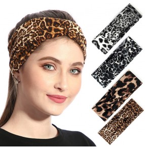 Latin dance dress competition professional leopard hair band headband for women children sweat-absorbent dance broken hair headdress