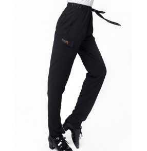 Latin dance pants Male Adult Elastic Waist Pocket Pants Ballroom Dance Practice Pants Loose Dance Pants