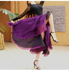 Latin dance paso double dance wrap skirts bullfighting flamenco dance apron cloak black purple tutlle performance practice competition skirt