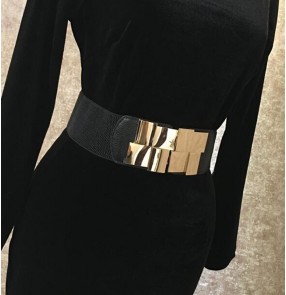 Latin dance skirt dress belt for female adult girdle golden wide elastic waistband for stage performance dress sashes modern dance dress accessories