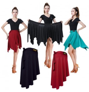 Latin dance Skirts for women dance apron hip scarf Irregular short skirt one piece latin ballroom rumba practice dance skirt Adult practice fringed latin skirt