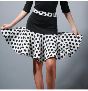 Latin dance skirts leopard polka dot competition professional stage performance rumba salsa chacha dancing skirts