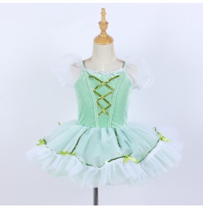 Light Green velvet fairy dress ballet dance dress for baby toddlers kids jazz dance costumes modern dance tutu skirt ballerina leotard dress for children