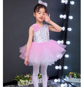 Light pink ballet dance princess dresses for kids children girls tutu skirts jazz dance dresses photos shooting party dress up outfits for baby 