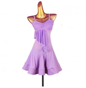 Light purple latin dance dresses for women girls stage performance salsa rumba chacha dance dress latin dance costumes