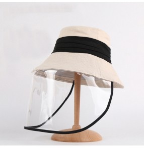 Linen outdoor fisherman's cap for women with face shield anti-spray saliva safety protect sun hat