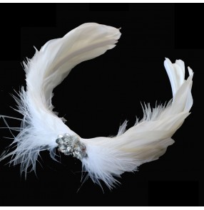 Little swan lake ballet ballerina dance white feather headdress professional classical ballet dance hair accessory for girls women