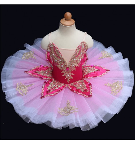 Little swan lake ballet dance dress for kids hot pink petal classical ...
