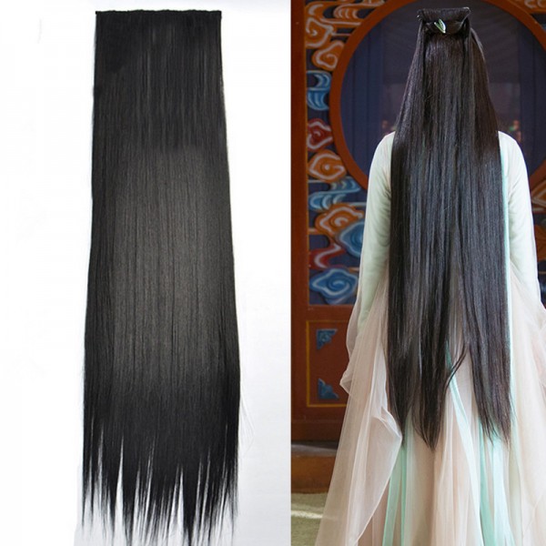 Long straight wig ponytail hair wig for Ancient traditional chinese folk  dance hanfu fairy drama TV cosplay stage performance