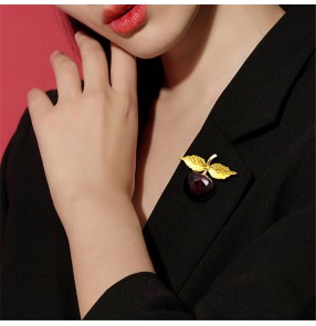 Lovely cherry brooch blouse temperament collar pin collar flower simple coat small pin brooch accessories