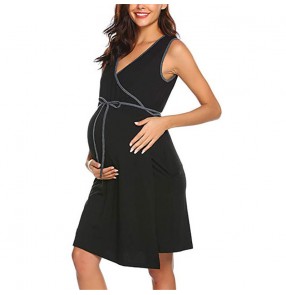Maternity Dresses pregnant women wear sleeveless nursing dress breastfeeding pajamas robe