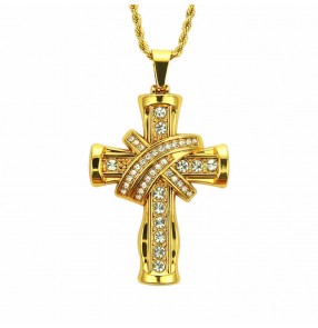 Men Hiphop street jazz dance three-dimensional cross style pendant necklace European American hip-hop rapper gogo dancers jewelry pendant