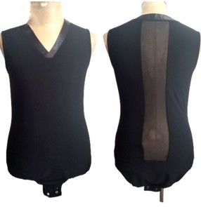 Men male ballroom latin dance body vests V-neck mesh Latin dance bottoming shirt Vest sleeveless men's exercise competition suit