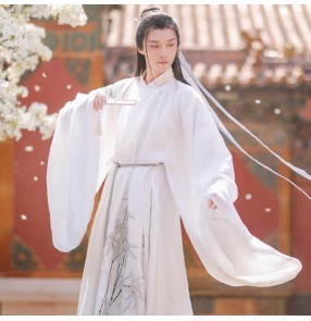 Men Ming Qing Dynasty robes round neck robe Hanfu ancient style men's knight swordsmen cosplay photos gown elegant Chinese style chinese ancient costumes