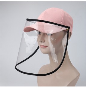  men's anti-spray saliva black baseball cap with face shield dust virus proof sun peaked hat for women and men