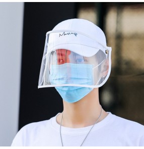 Men's anti-spray saliva white baseball hats with face shield sunscreen protective sun cap for male 