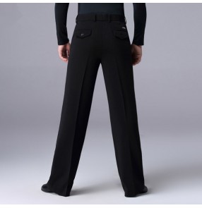 Men's ballroom latin dance pants male back with pocket stage performance professional samba chacha salsa dance trousers 