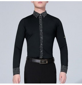 Men's ballroom latin dance shirts practice exercises dance tops for male  