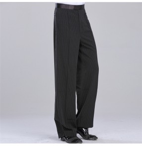 Men's ballroom latin dance striped pants male side waist with ribbon competition samba jive chacha samba dance long trousers pants