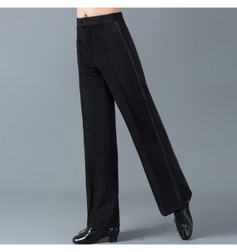 Latin Dance Pants : Men's black colored side ribbon straight ballroom ...