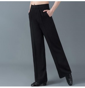 Men's black straight ballroom latin dance pants male jive stage performance samba rumba chacha samba dance trousers 