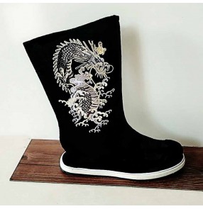 Men's chinese ancient traditional hanfu dance boots male stage performance emperor drama cosplay dragon boots shoes