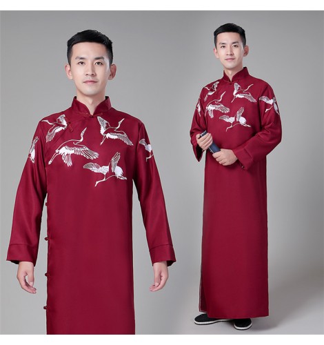Men Men s chinese folk dance qipao dresses stage performance drama cosplay china ancient traditional Republican Long robes dress