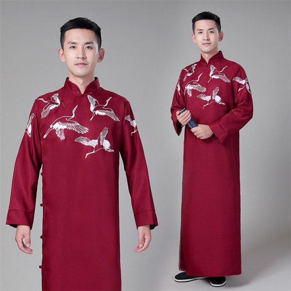 Men's chinese folk dance qipao dresses stage performance drama cosplay ...