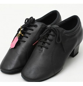 Men's competition ballroom tango latin dance shoes genuine cow leather soft elastic heel professional jive chacha dance shoes