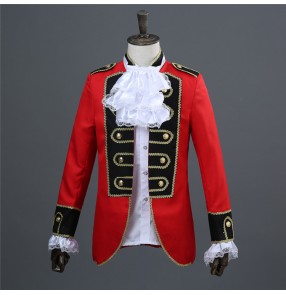 Men's European palace court princess drama cosplay coats military march performance jackets 