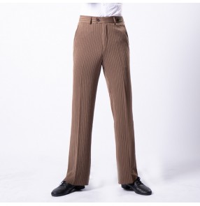 Men's latin ballroom dance pants male professional striped wine black white waltz tango chacha jive dancing trousers pants