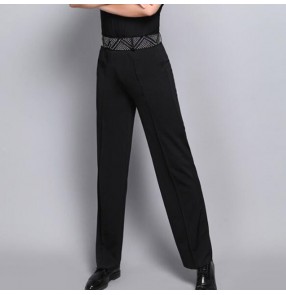 Men's latin dance pants competition stage performance diamond waistline professional chacha ballroom tango waltz chacha dancing trousers