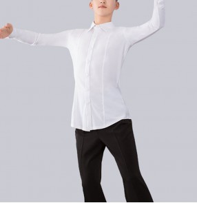 Men's Latin dance shirts ballroom dance tops men's modern performance long-sleeved shirt national standard dance professional competition tops