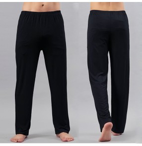 Men's Latin yoga gyms black straight leg pants home fitness Martial arts sports clothing Dance practice pants performance clothing