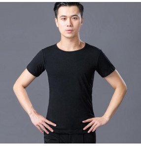 Men's modern dance latin ballroom dance t shirts stage performance professional waltz tango jive dance tops 