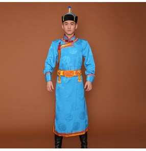 Men's Mongolian robe long Mongolian dance performance costume Mongolian daily wear