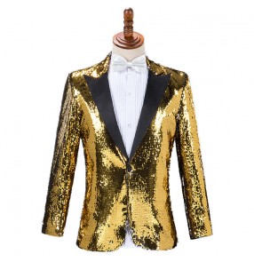 Men's sequin jazz dance singers host stage performance blazers show model night club dj performing dress coats blazers