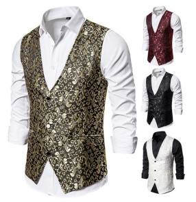 Men's sequins jazz dance vest night club dj pole dance emcee photography singers host stage performance vests