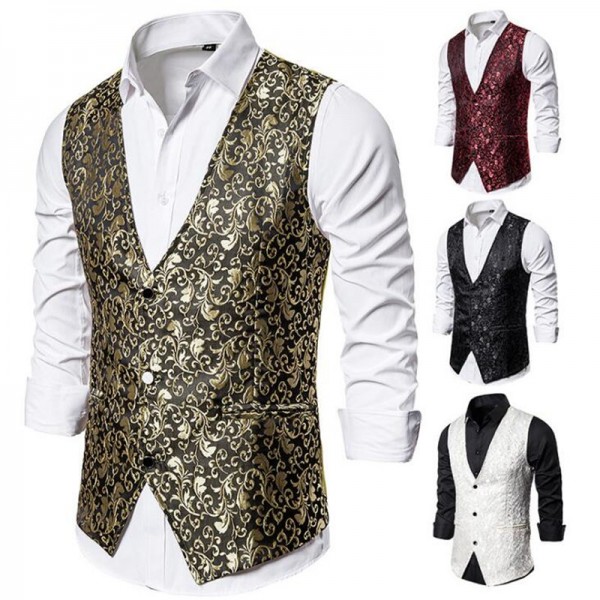 Men's sequins jazz dance vest night club dj pole dance emcee ...