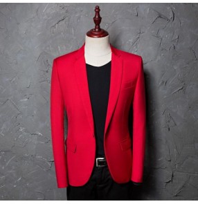 Men's singers chorus stage performance blazers male red color groomsman married evening party dancing cosplay coats