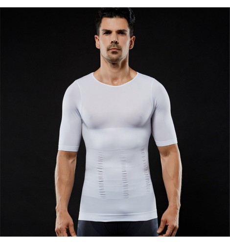 Men's weight loss body shaper clothing seamless tops abdomen tummy ...