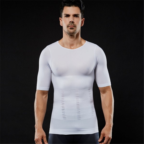 Men's weight loss body shaper clothing seamless tops abdomen tummy ...