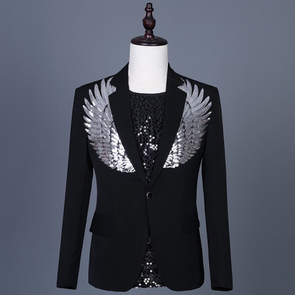 Men S White Black Colored Jazz Dance Blazers Host Singers Wedding