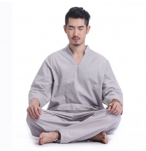 Men's yoga clothes yoga suit loose cotton and linen autumn and winter men's Indian meditation lay clothes meditation Tai Chi clothes