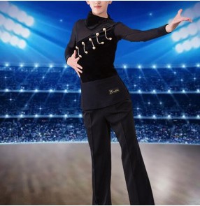 Men's youth competition stage performance ballroom latin dance shirts stage performance modern dance salsa samba chacha dance tops